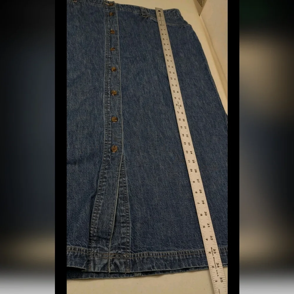 Jones Jeans Button Front Denim Maxi Skirt 18W Mature American 90s #40